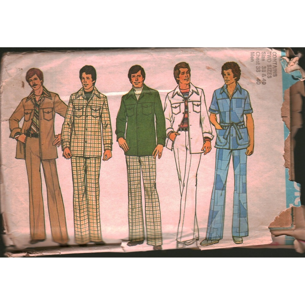 Vintage 1975 Simplicity 7314 Men‎ Shirt-Jacket and Pants Sewing Pattern Sz 38-40